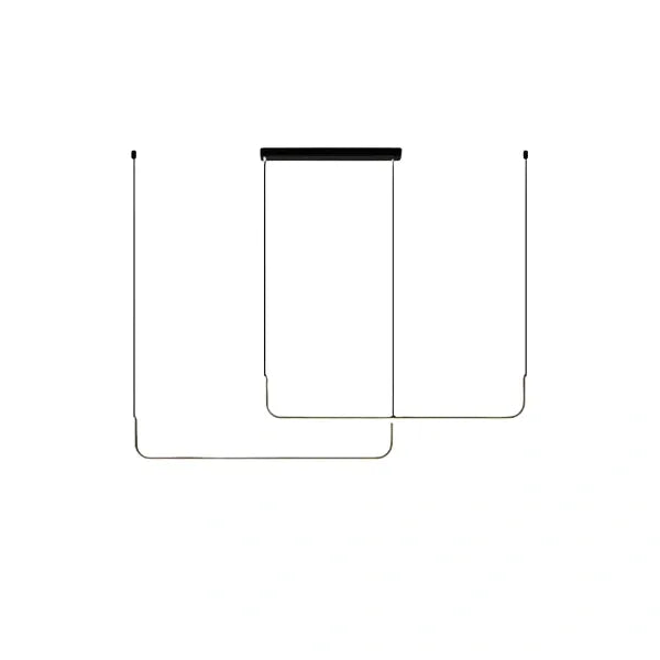 Minimalist Linear Pendant Light – Black/Gold Metal/Acrylic for Dining Room - Flindria