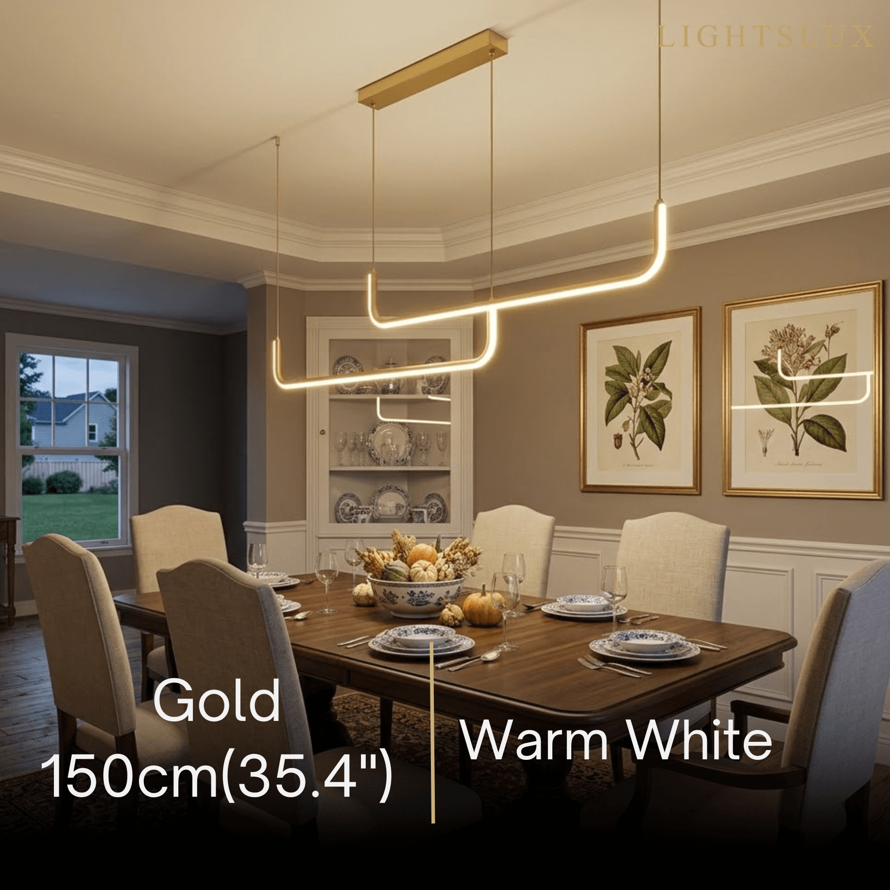 Minimalist Linear Pendant Light – Black/Gold Metal/Acrylic for Dining Room - Flindria