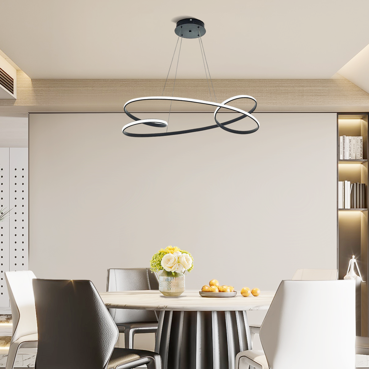 Modern LED Ring Pendant Light — Metal & Acrylic Minimalist for Dining Room - Flindria