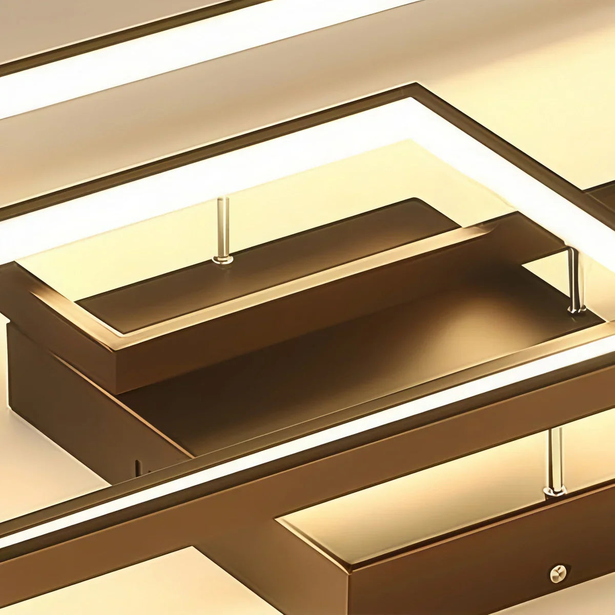 Modern Dimmable Ceiling Light - Black/Gold Rectangular for Bedroom/Living Room - Flindria