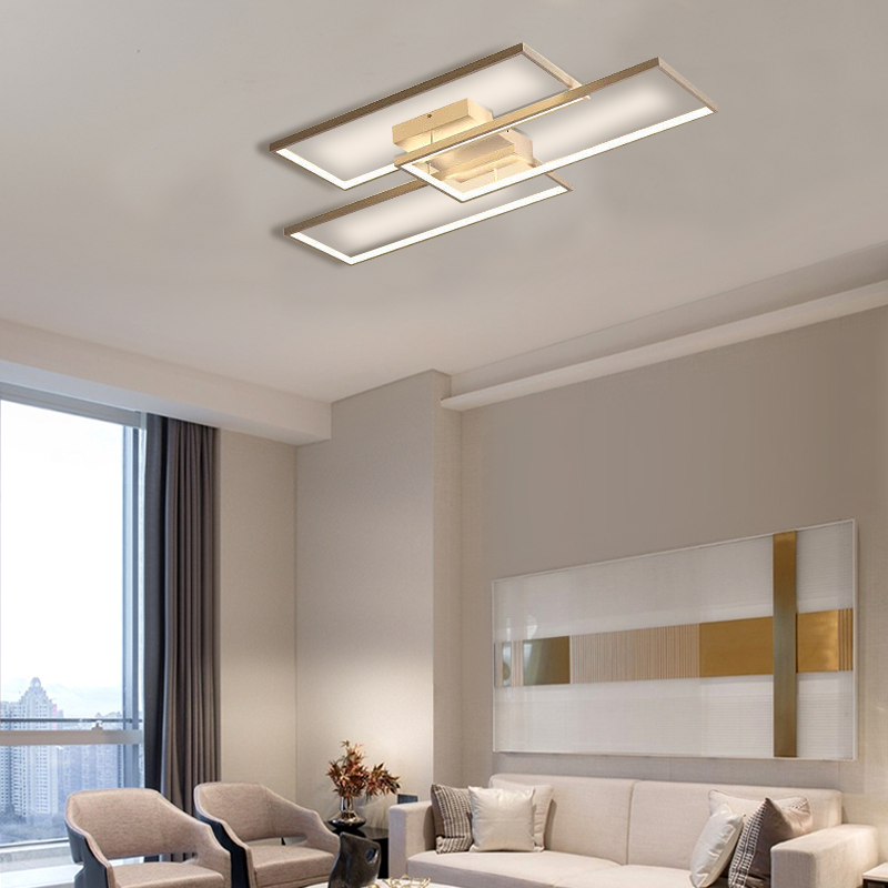 Modern Dimmable Ceiling Light - Black/Gold Rectangular for Bedroom/Living Room - Flindria