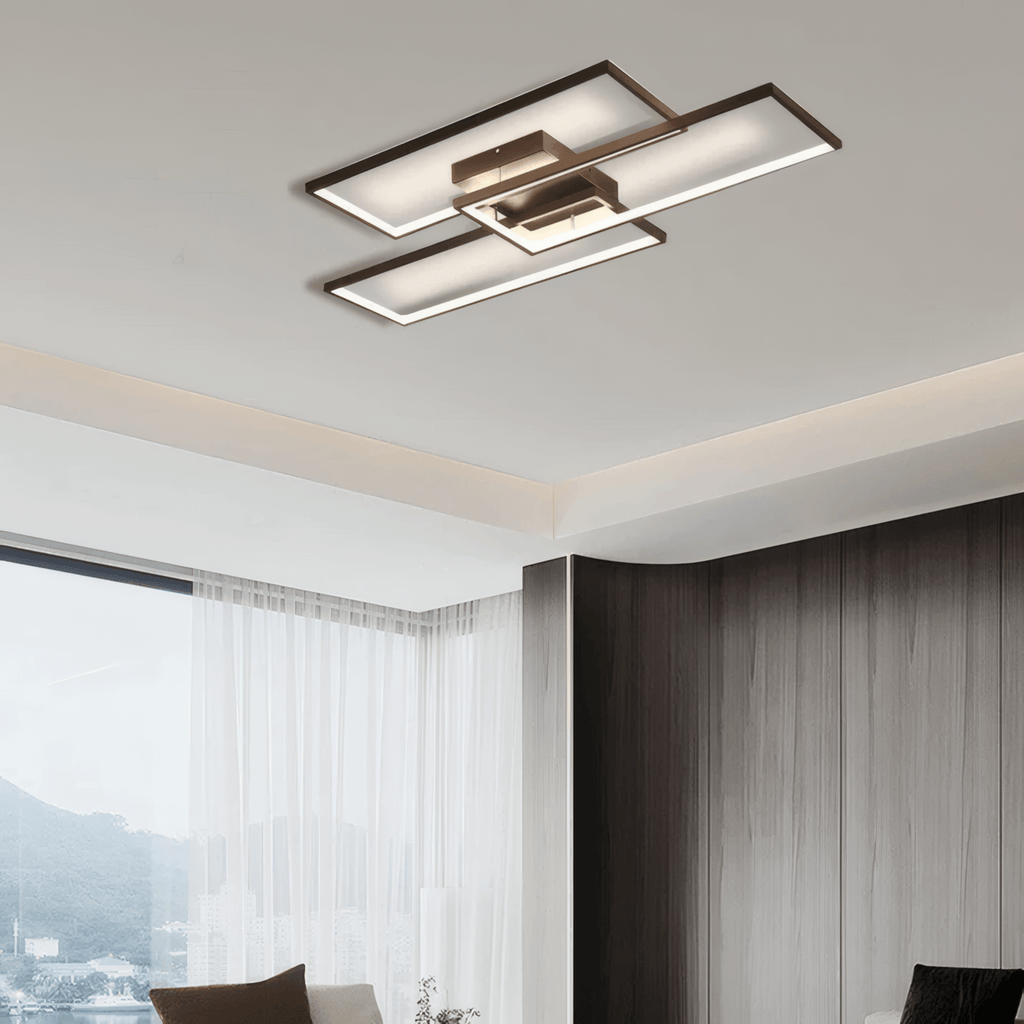 Modern Dimmable Ceiling Light - Black/Gold Rectangular for Bedroom/Living Room - Flindria