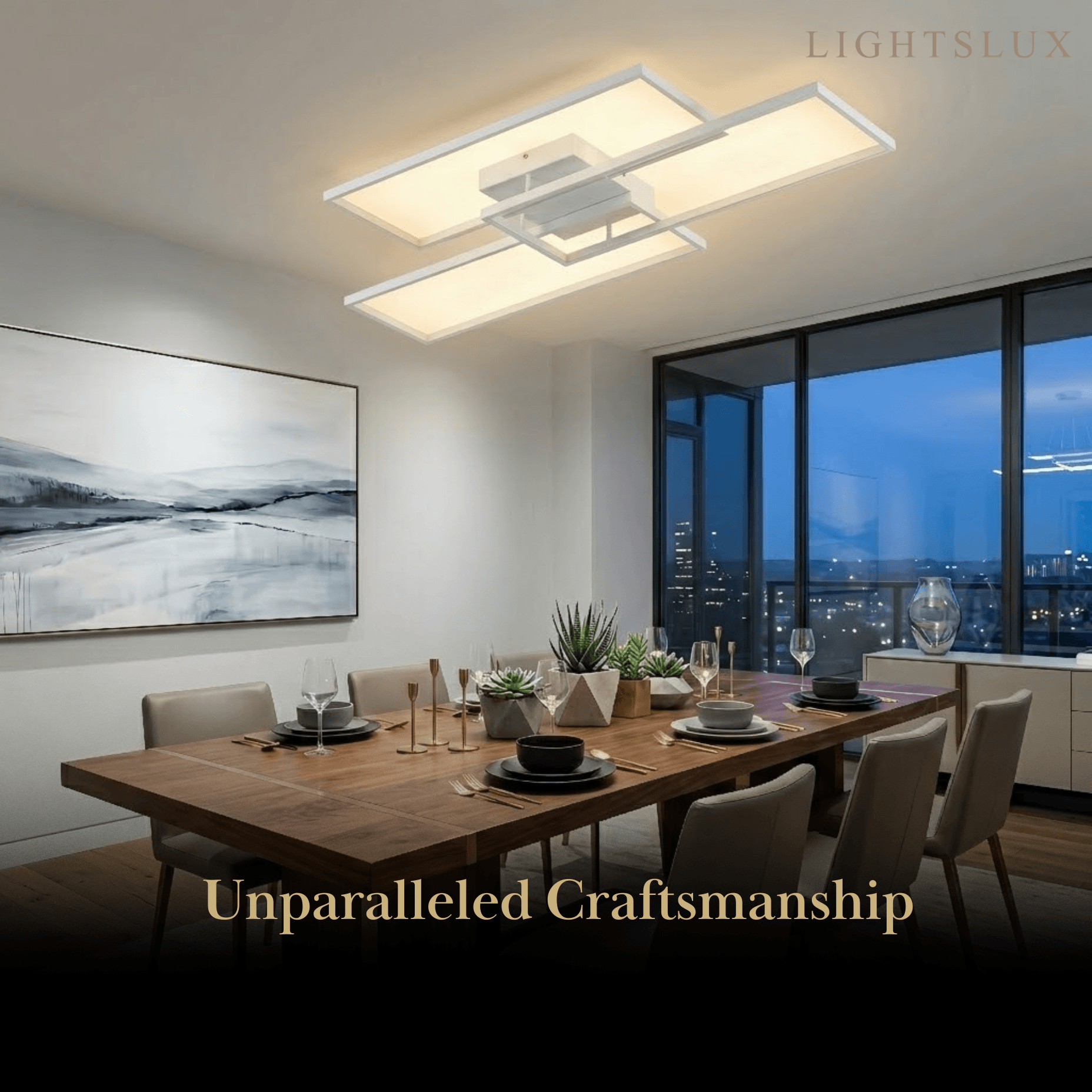 Modern Dimmable Ceiling Light - Black/Gold Rectangular for Bedroom/Living Room - Flindria