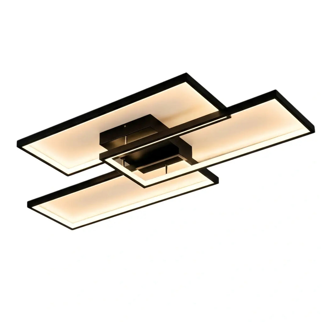 Modern Dimmable Ceiling Light - Black/Gold Rectangular for Bedroom/Living Room - Flindria