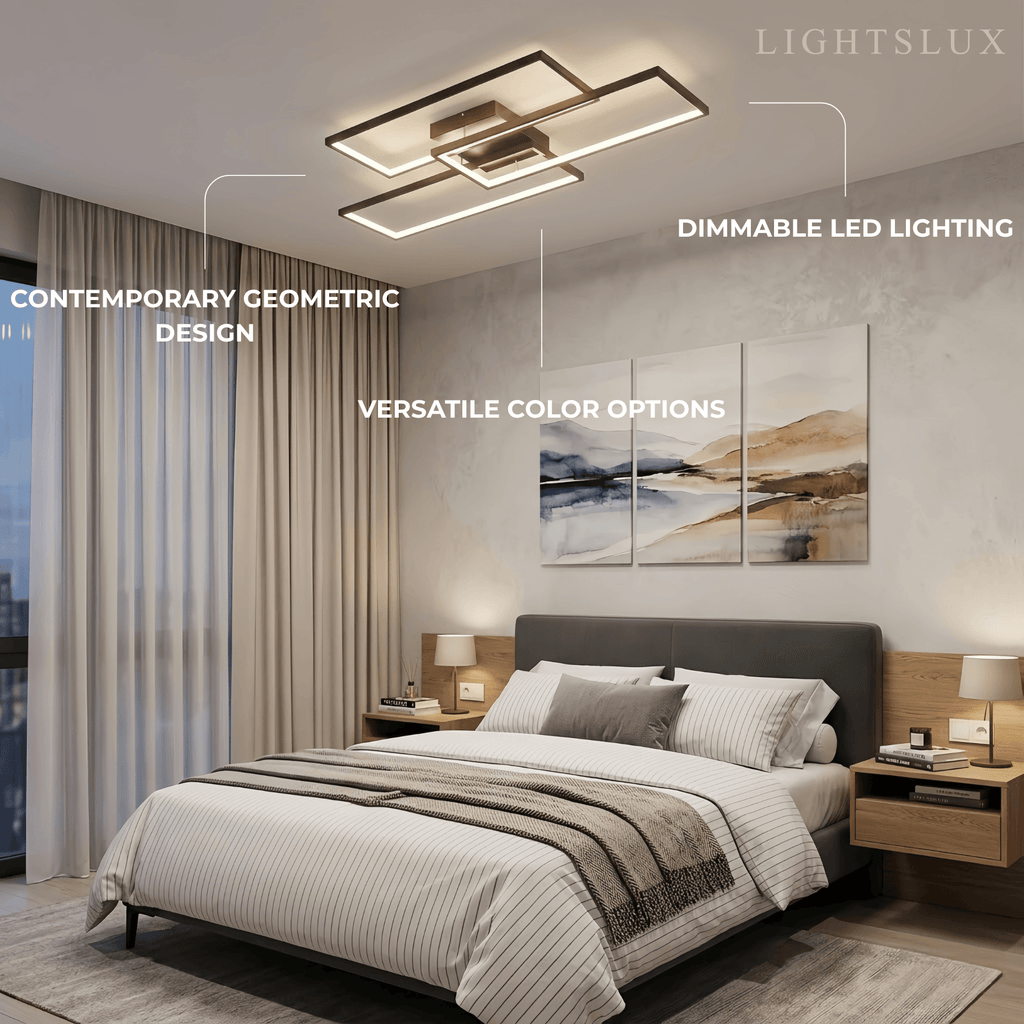 Modern Dimmable Ceiling Light - Black/Gold Rectangular for Bedroom/Living Room - Flindria