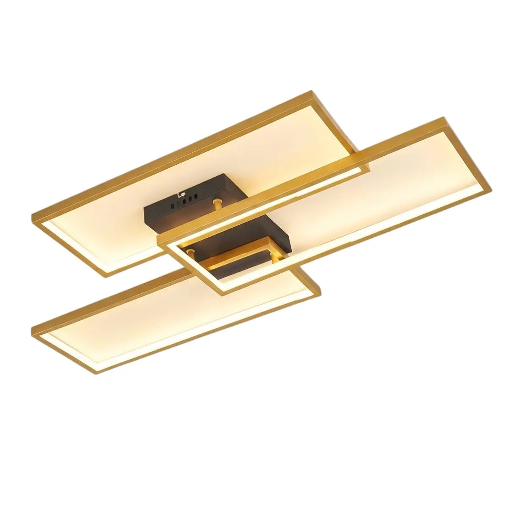 Modern Dimmable Ceiling Light - Black/Gold Rectangular for Bedroom/Living Room - Flindria