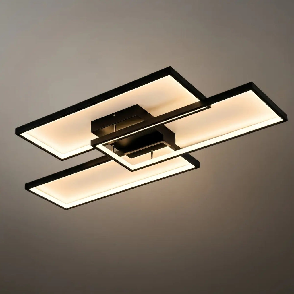 Modern Dimmable Ceiling Light - Black/Gold Rectangular for Bedroom/Living Room - Flindria