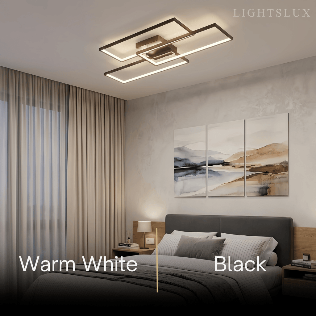 Modern Dimmable Ceiling Light - Black/Gold Rectangular for Bedroom/Living Room - Flindria
