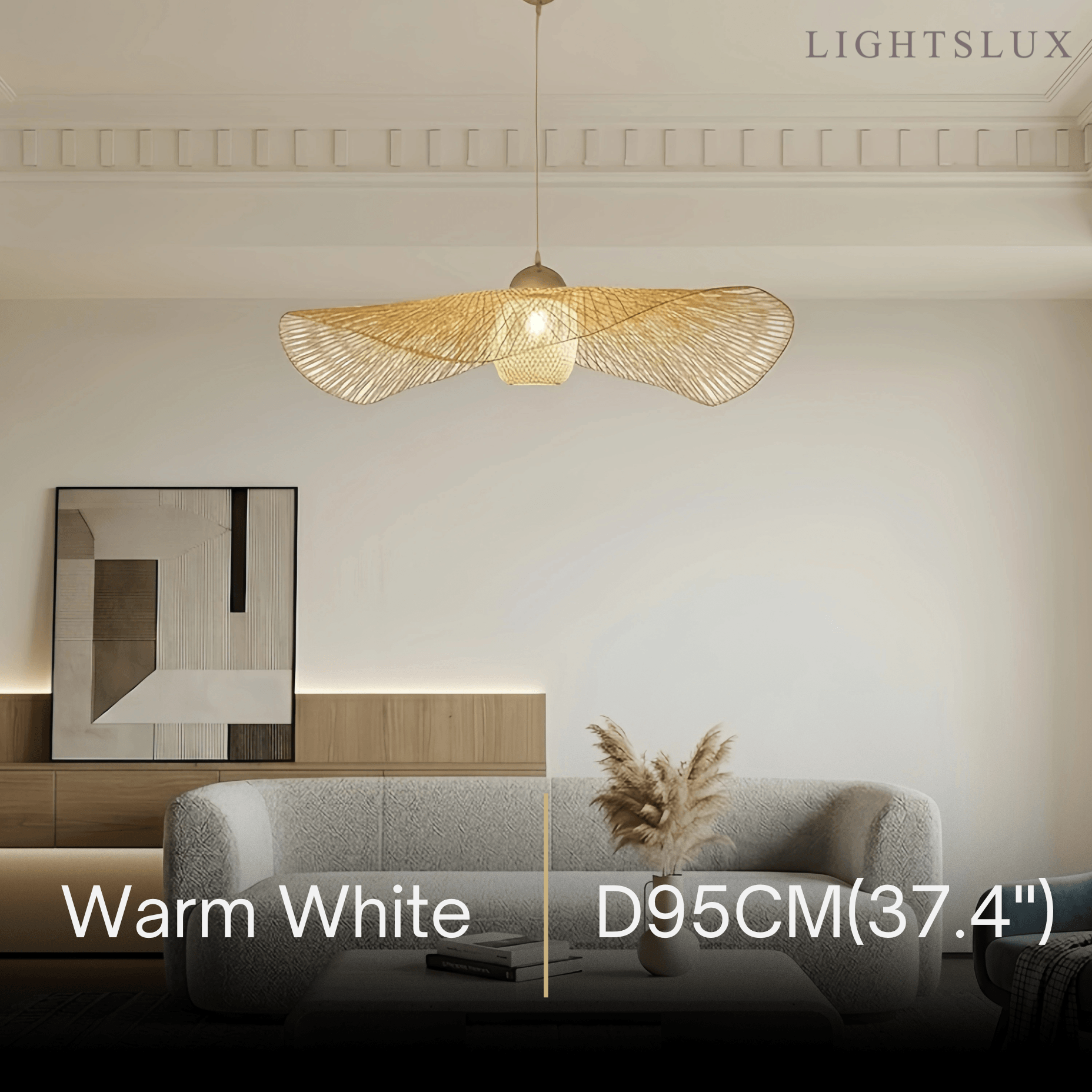 Modern Pendant Light - Rattan & Bamboo Hooded Shade for Dining Room - Flindria