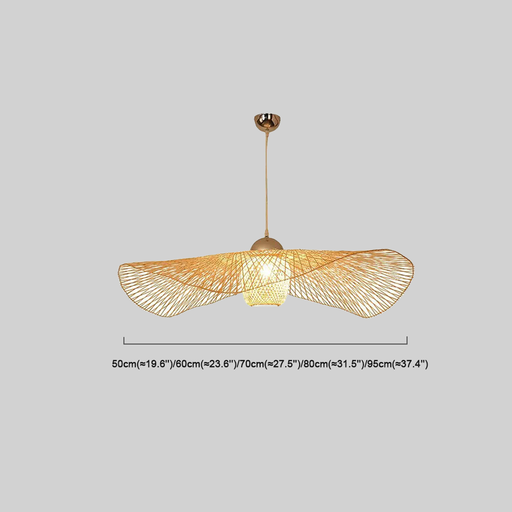 Modern Pendant Light - Rattan & Bamboo Hooded Shade for Dining Room - Flindria