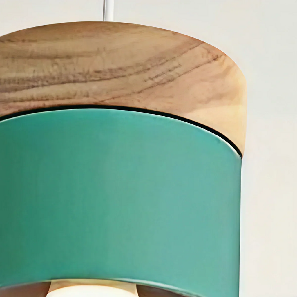 Nordic Pendant Light -3 Heads Gray & Wood Cylinder for Dining Room - Flindria