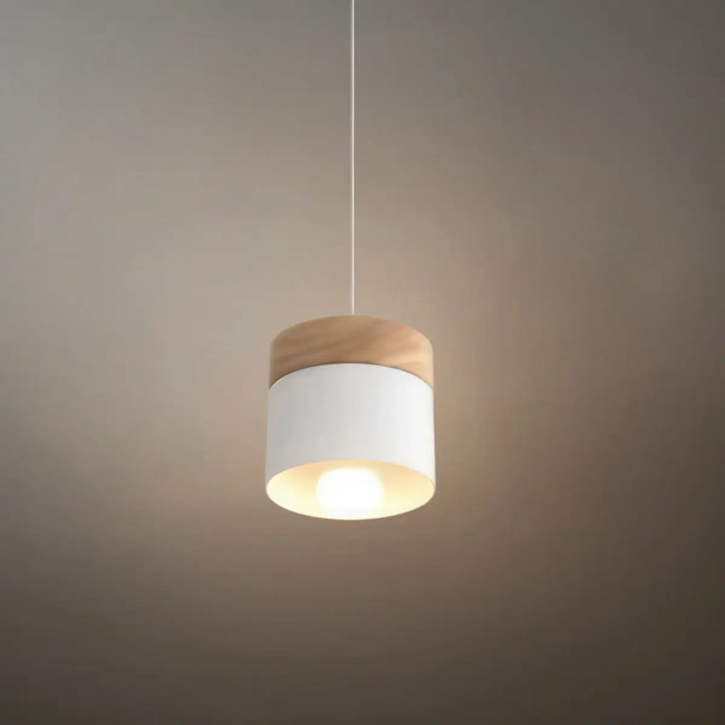 Nordic Pendant Light -3 Heads Gray & Wood Cylinder for Dining Room - Flindria