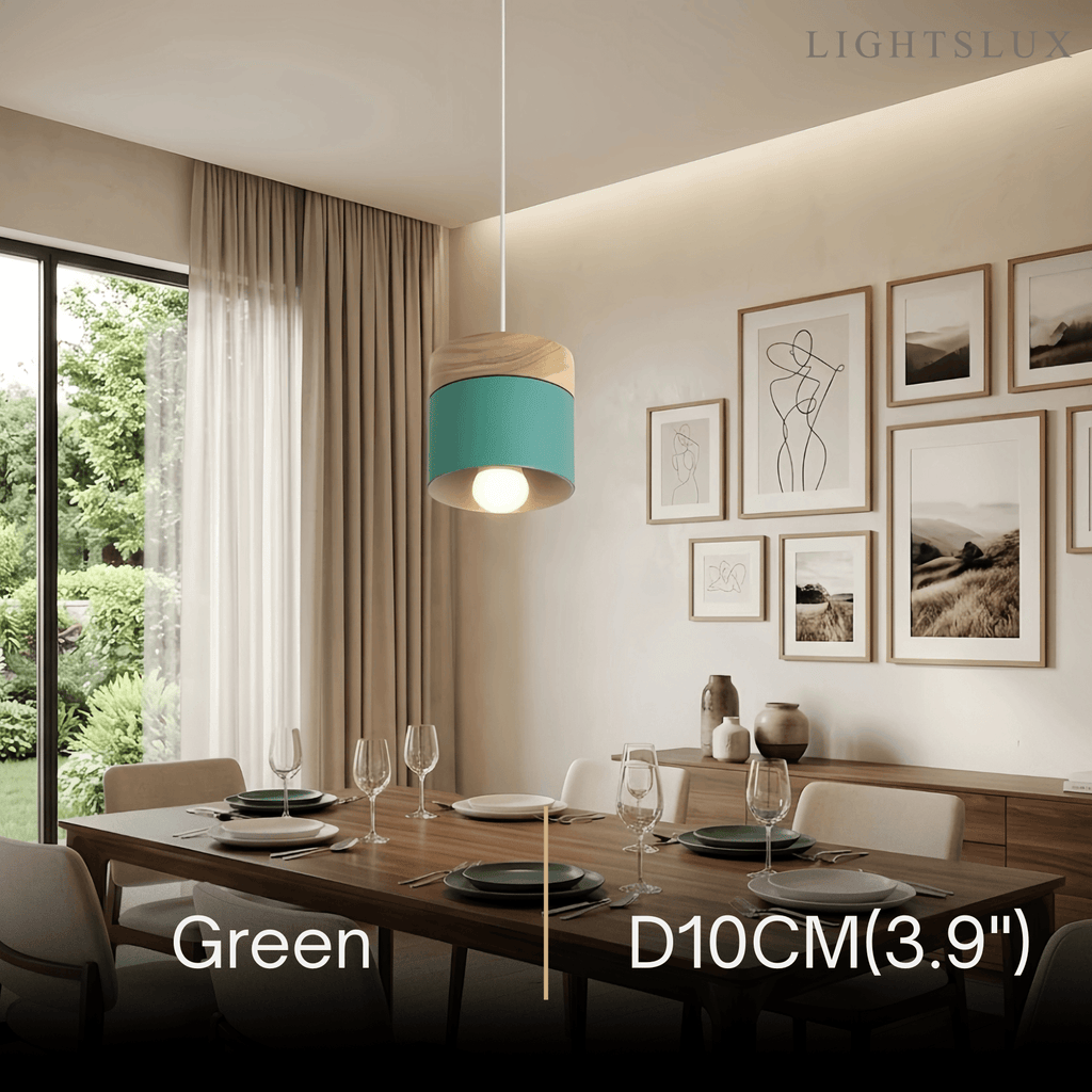 Nordic Pendant Light -3 Heads Gray & Wood Cylinder for Dining Room - Flindria
