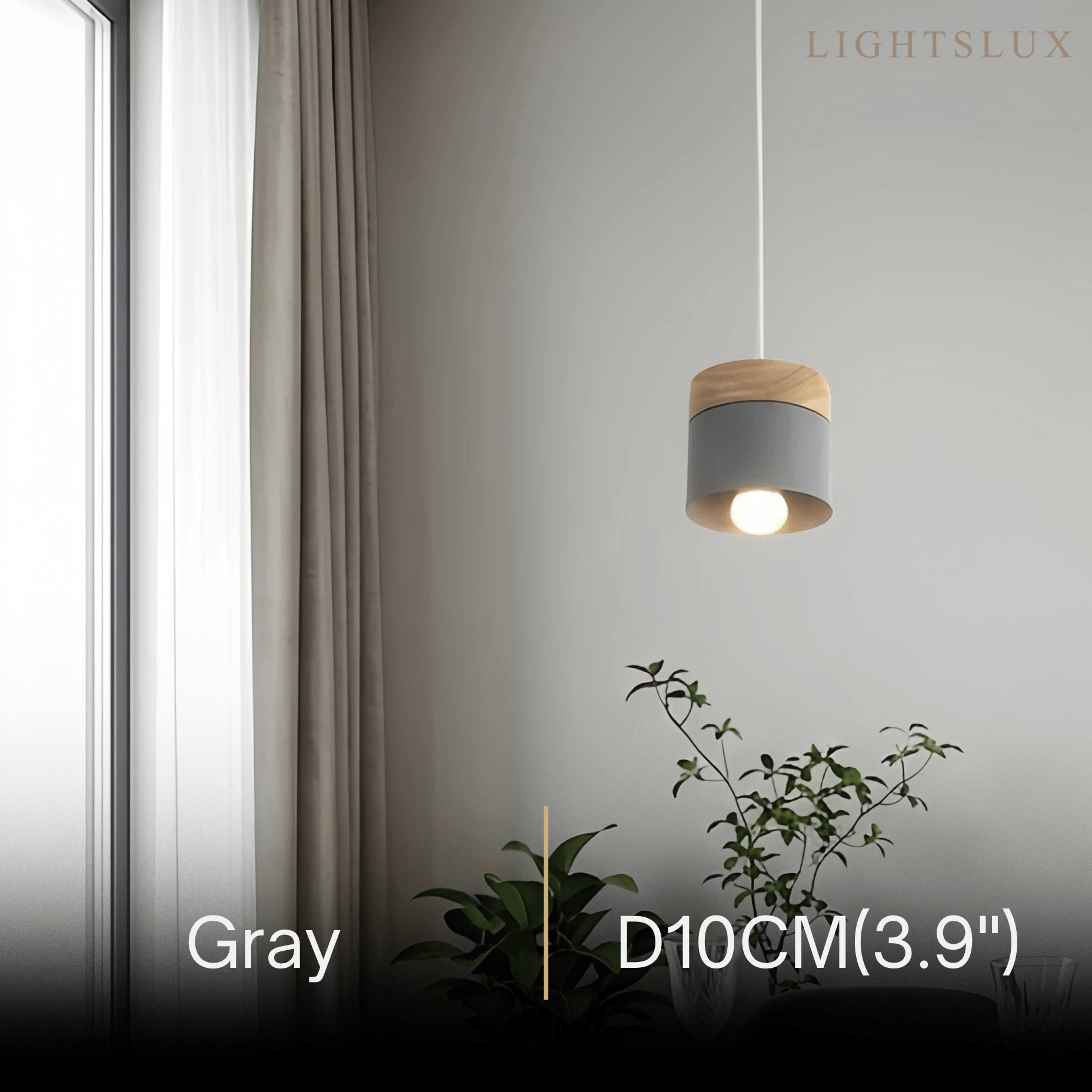Nordic Pendant Light -3 Heads Gray & Wood Cylinder for Dining Room - Flindria