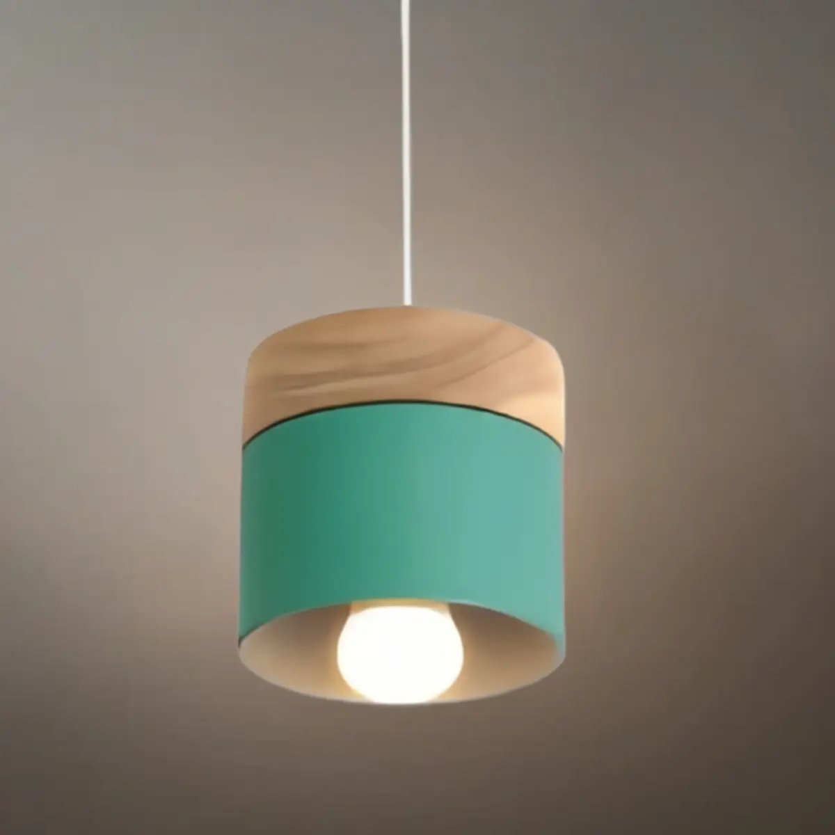 Nordic Pendant Light -3 Heads Gray & Wood Cylinder for Dining Room - Flindria