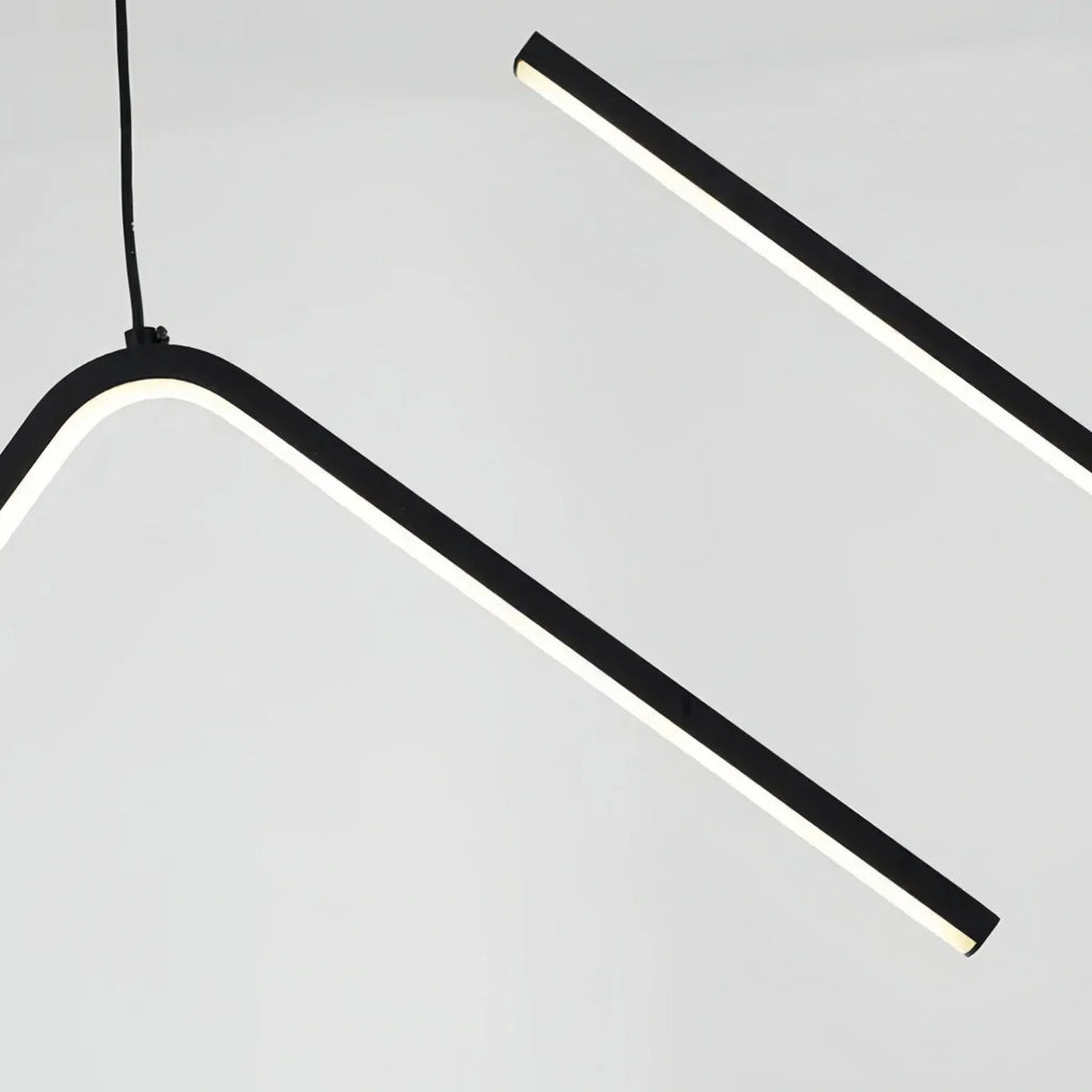 Minimalist Black/Gold Pendant Light - Wavy Linear Metal Lamp for Dining Room - Flindria