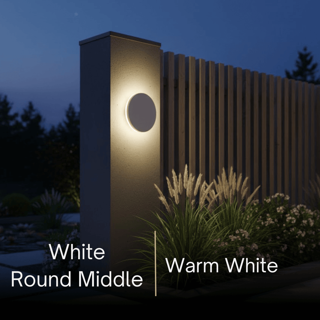 מנורת קיר חיצונית LED מינימליסטית סולארית – אור חיישן עגול/מרובע שחור/לבן למרפסת - פלינדריה