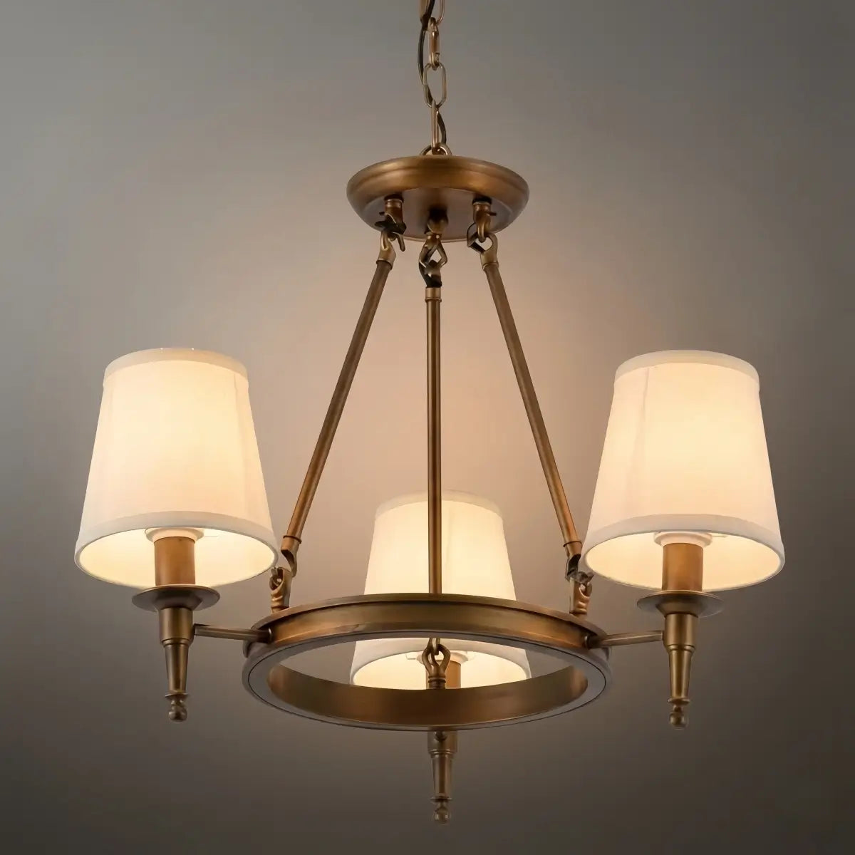Vintage Black Chandelier - Copper Ring Metal Frame with Fabric for Dining Room - Flindria