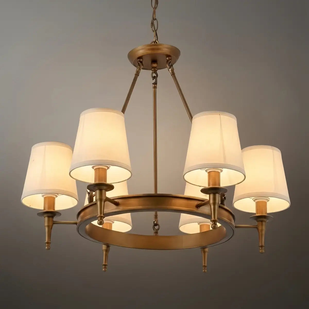 Vintage Black Chandelier - Copper Ring Metal Frame with Fabric for Dining Room - Flindria