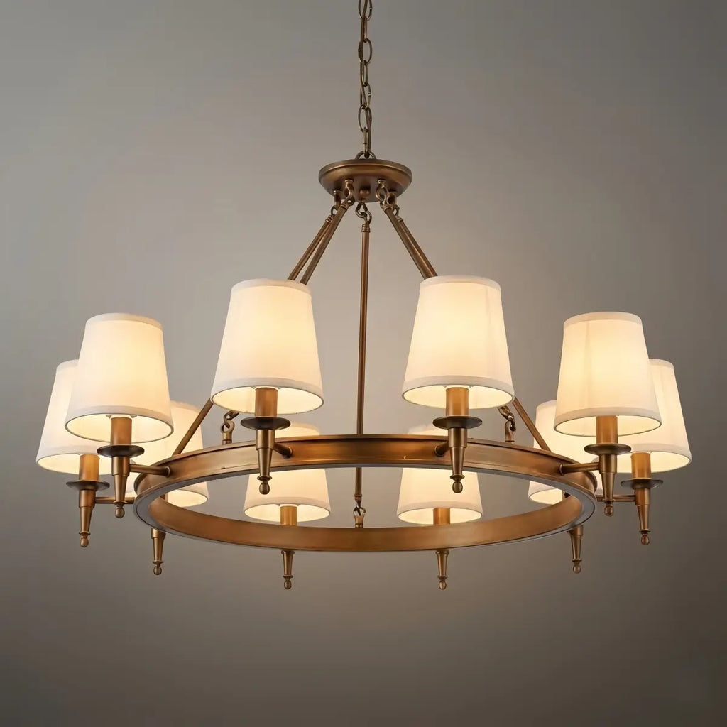 Vintage Black Chandelier - Copper Ring Metal Frame with Fabric for Dining Room - Flindria