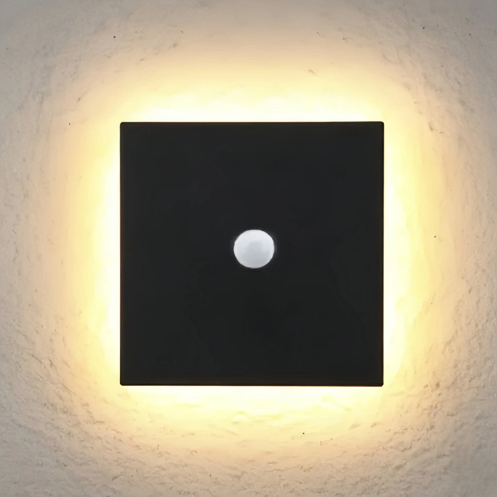 מנורת קיר חיצונית LED מינימליסטית סולארית – אור חיישן עגול/מרובע שחור/לבן למרפסת - פלינדריה