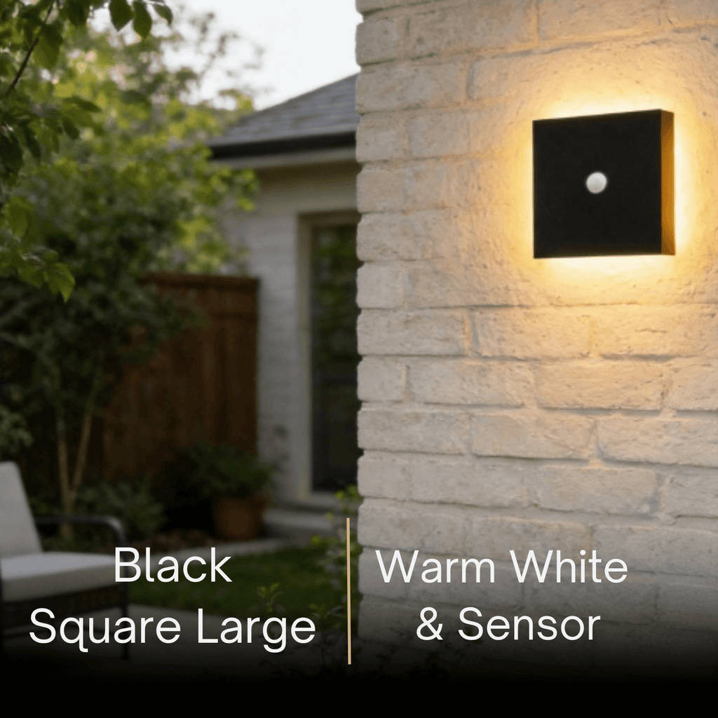 מנורת קיר חיצונית LED מינימליסטית סולארית – אור חיישן עגול/מרובע שחור/לבן למרפסת - פלינדריה