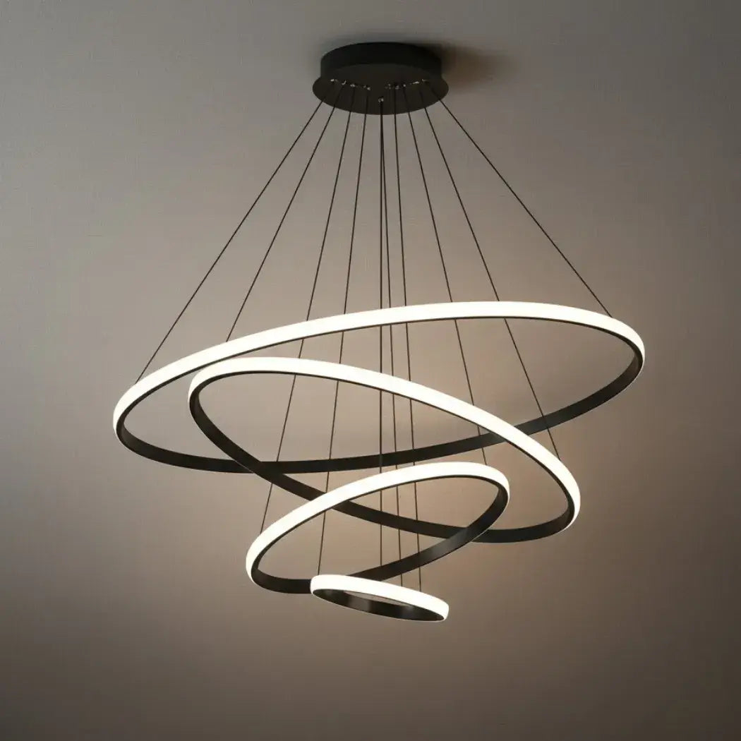 Lampada a sospensione ad anello in metallo moderna – Apparecchio per soggiorno - Flindria