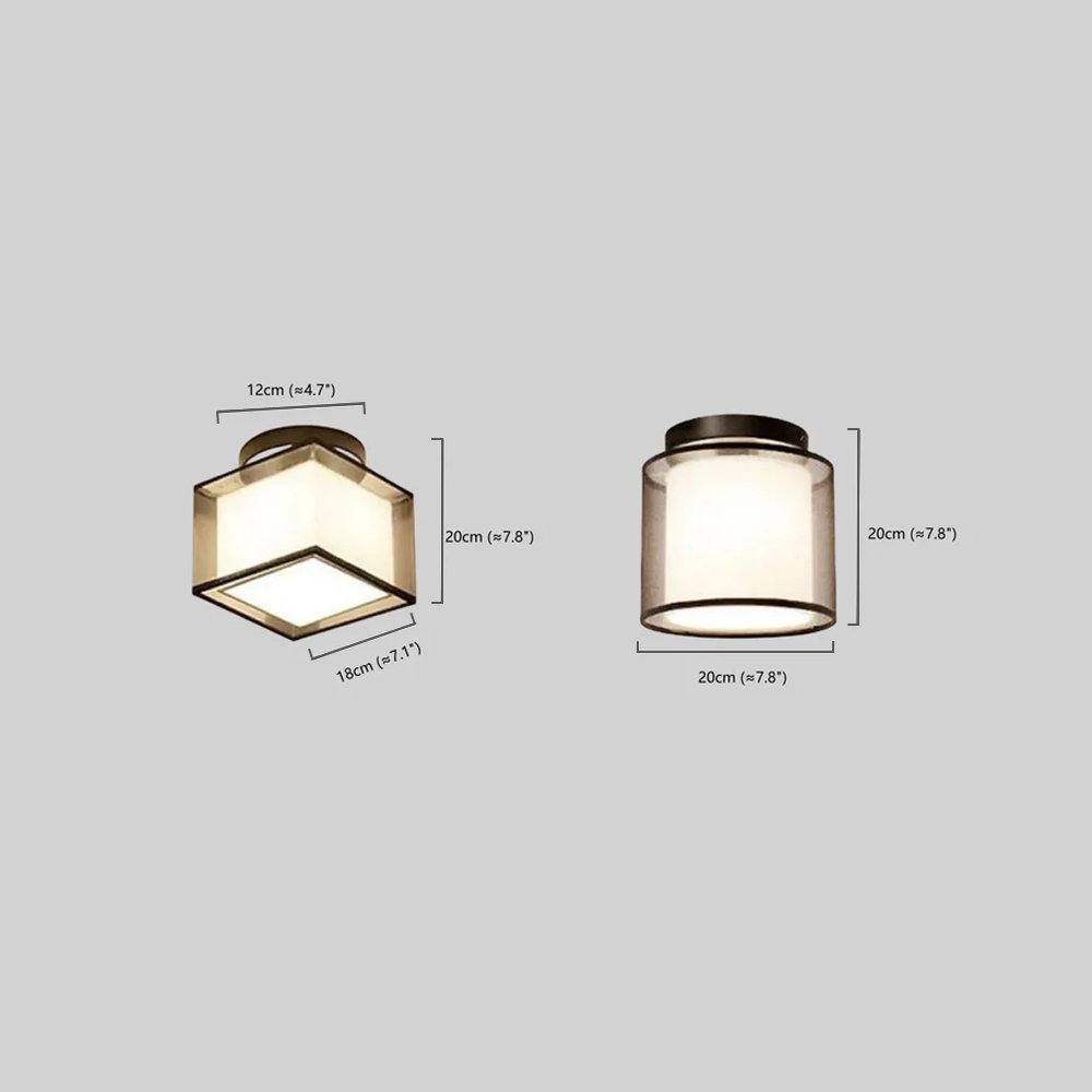 Modern Flush Mount Ceiling Light — Fabric & Metal Square/Circular in Black - Flindria