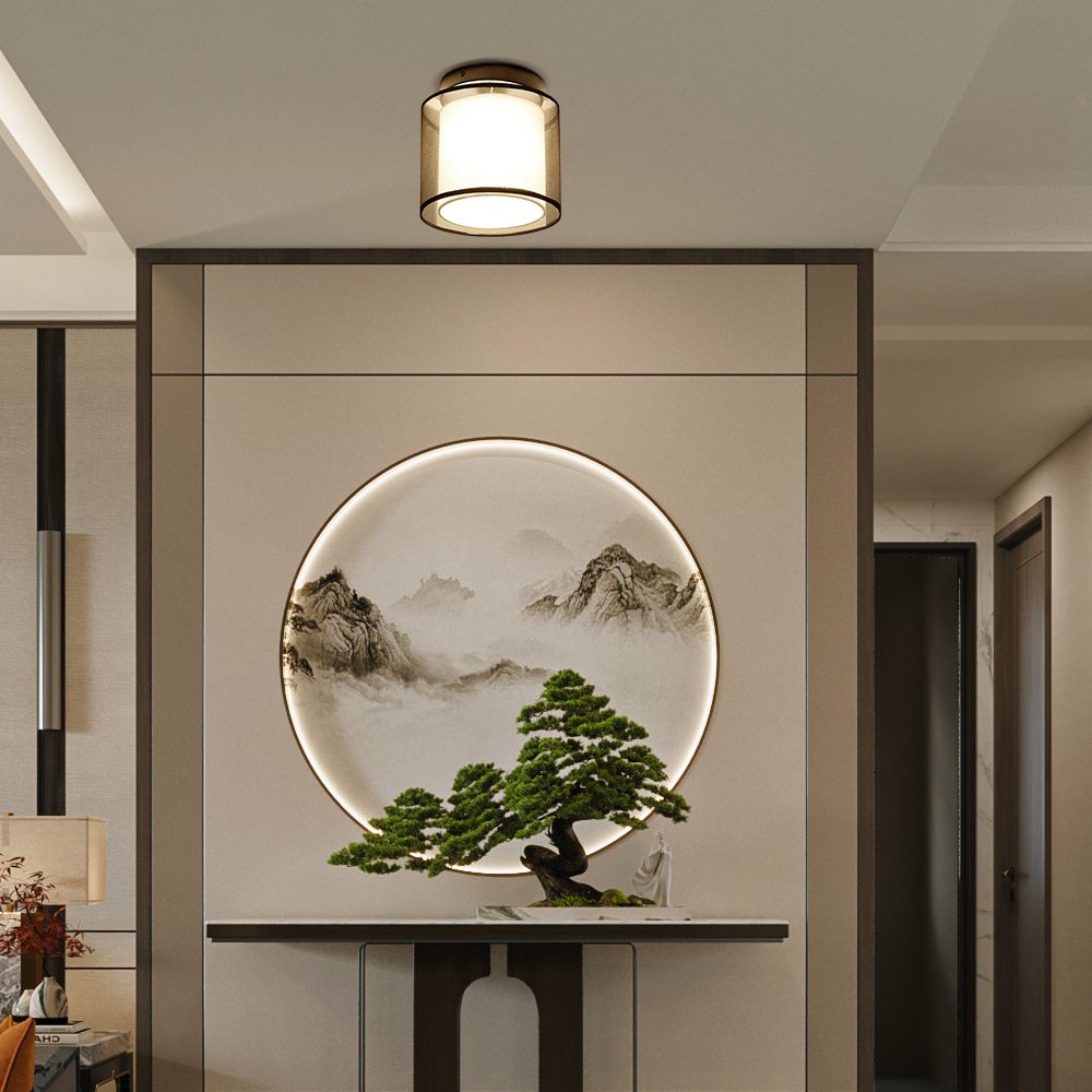 Modern Flush Mount Ceiling Light — Fabric & Metal Square/Circular in Black - Flindria
