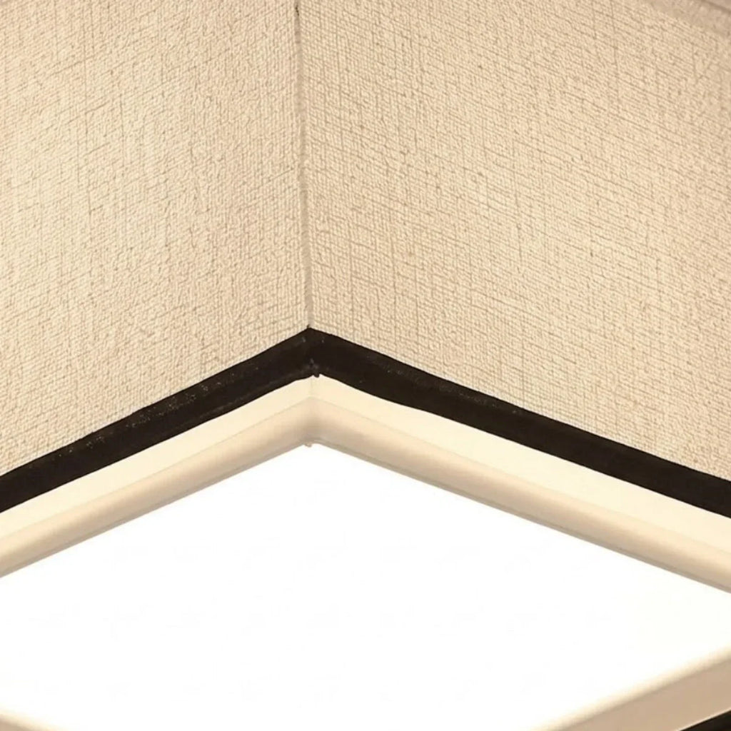 Modern Flush Mount Ceiling Light — Fabric & Metal Square/Circular in Black - Flindria
