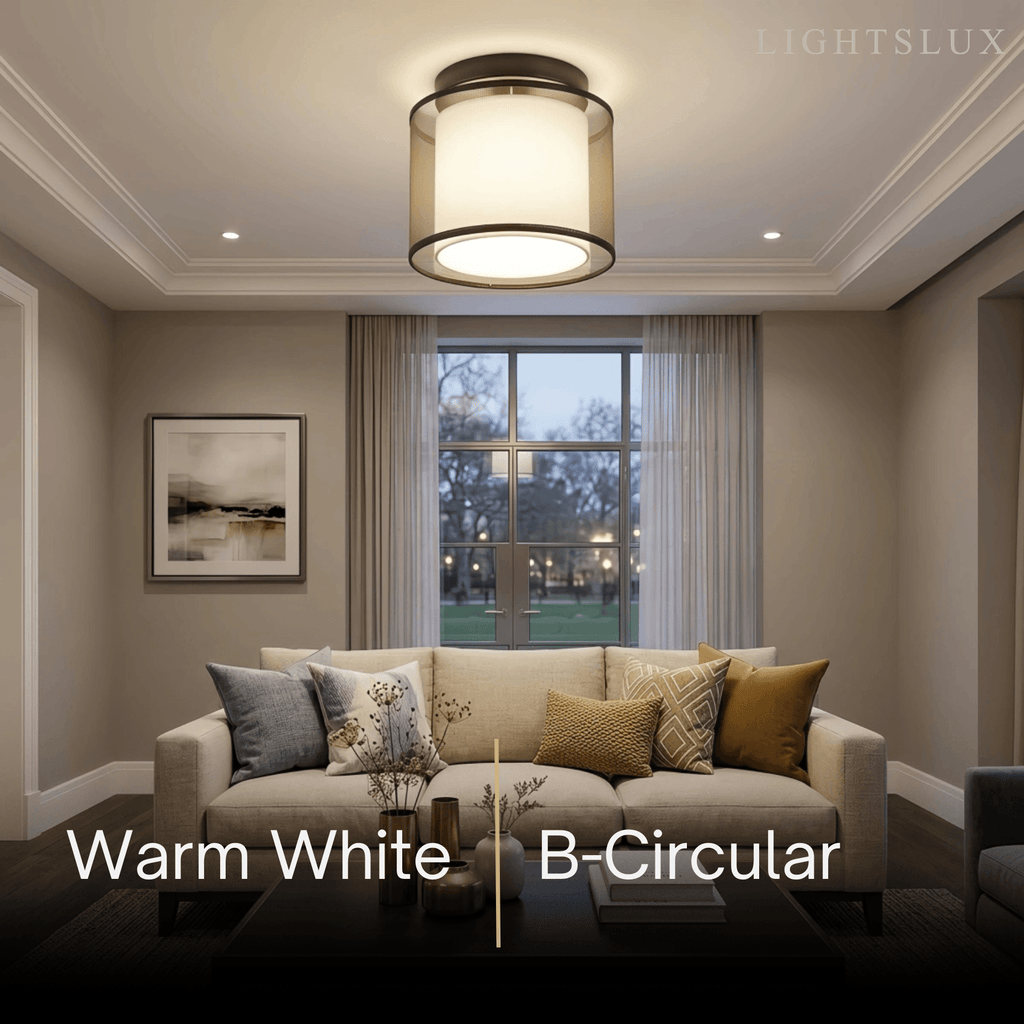 Modern Flush Mount Ceiling Light — Fabric & Metal Square/Circular in Black - Flindria
