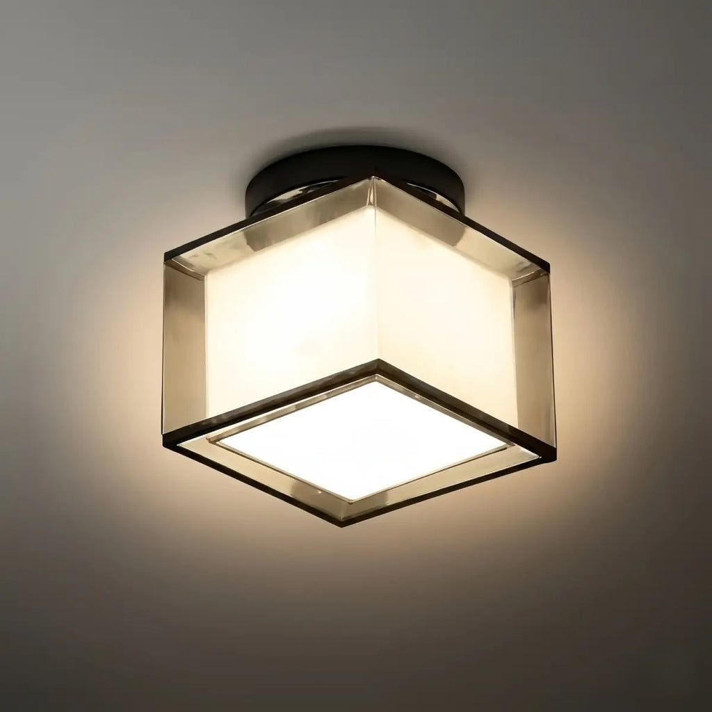 Modern Flush Mount Ceiling Light — Fabric & Metal Square/Circular in Black - Flindria