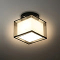 Modern Flush Mount Ceiling Light — Fabric & Metal Square/Circular in Black - Flindria