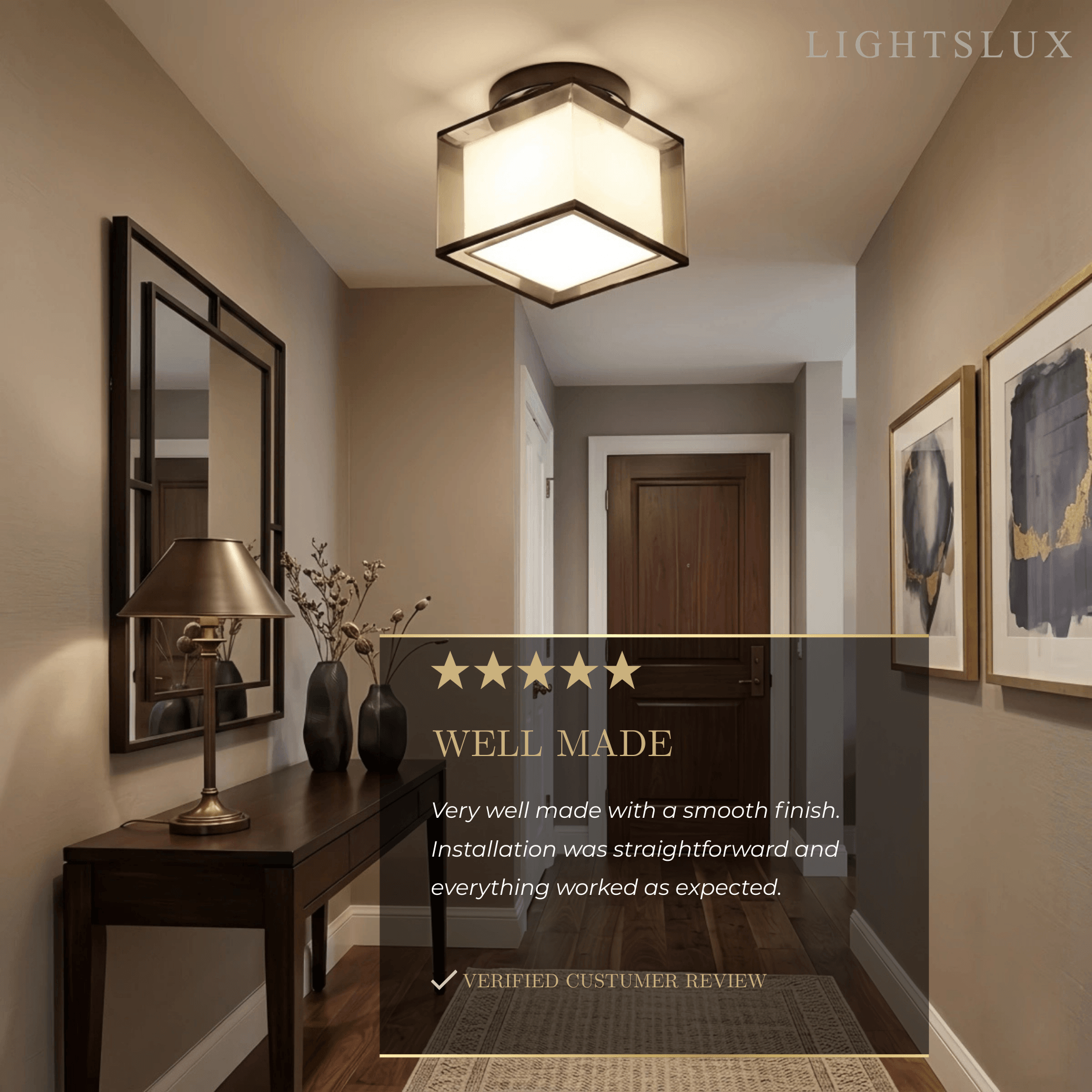 Modern Flush Mount Ceiling Light — Fabric & Metal Square/Circular in Black - Flindria