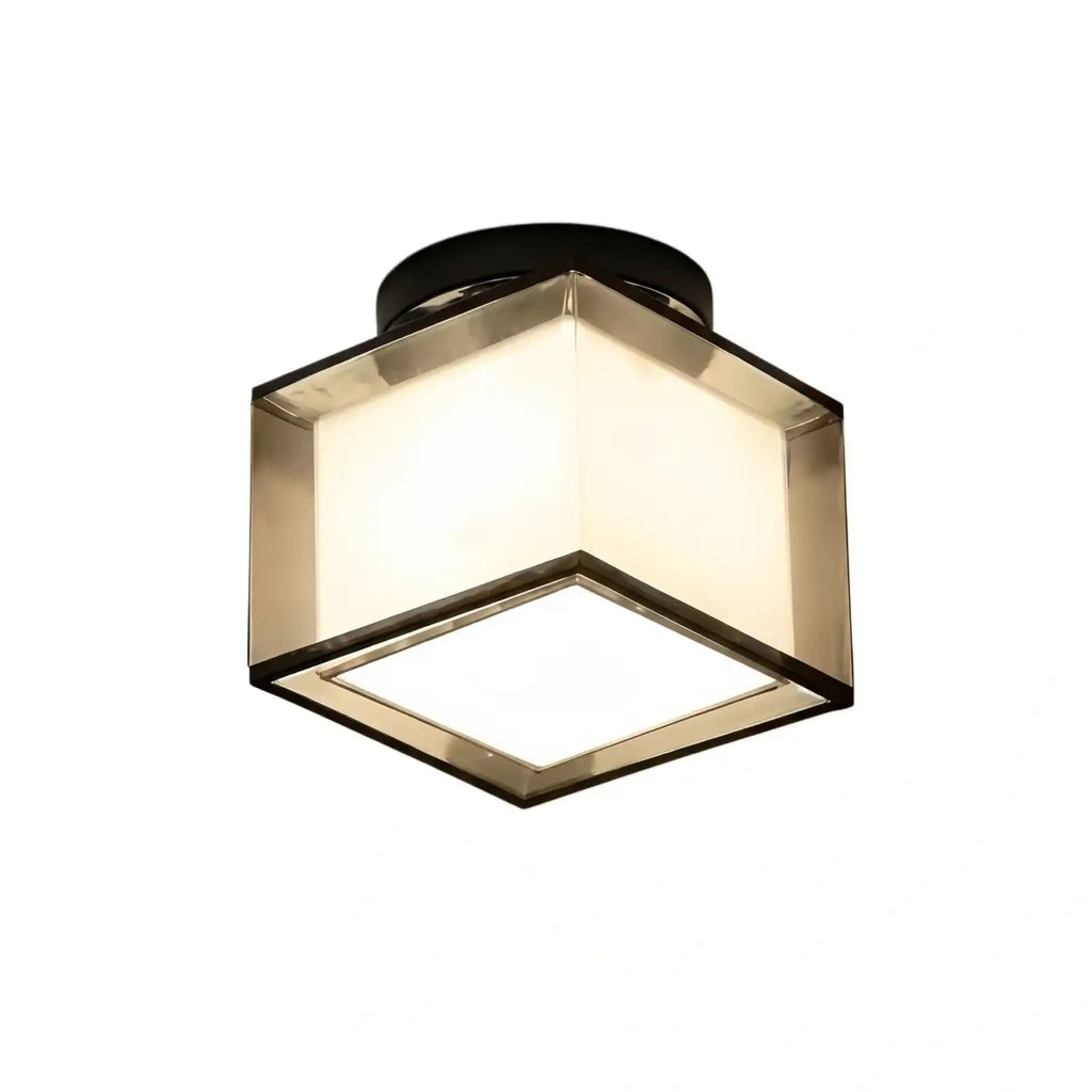 Modern Flush Mount Ceiling Light — Fabric & Metal Square/Circular in Black - Flindria