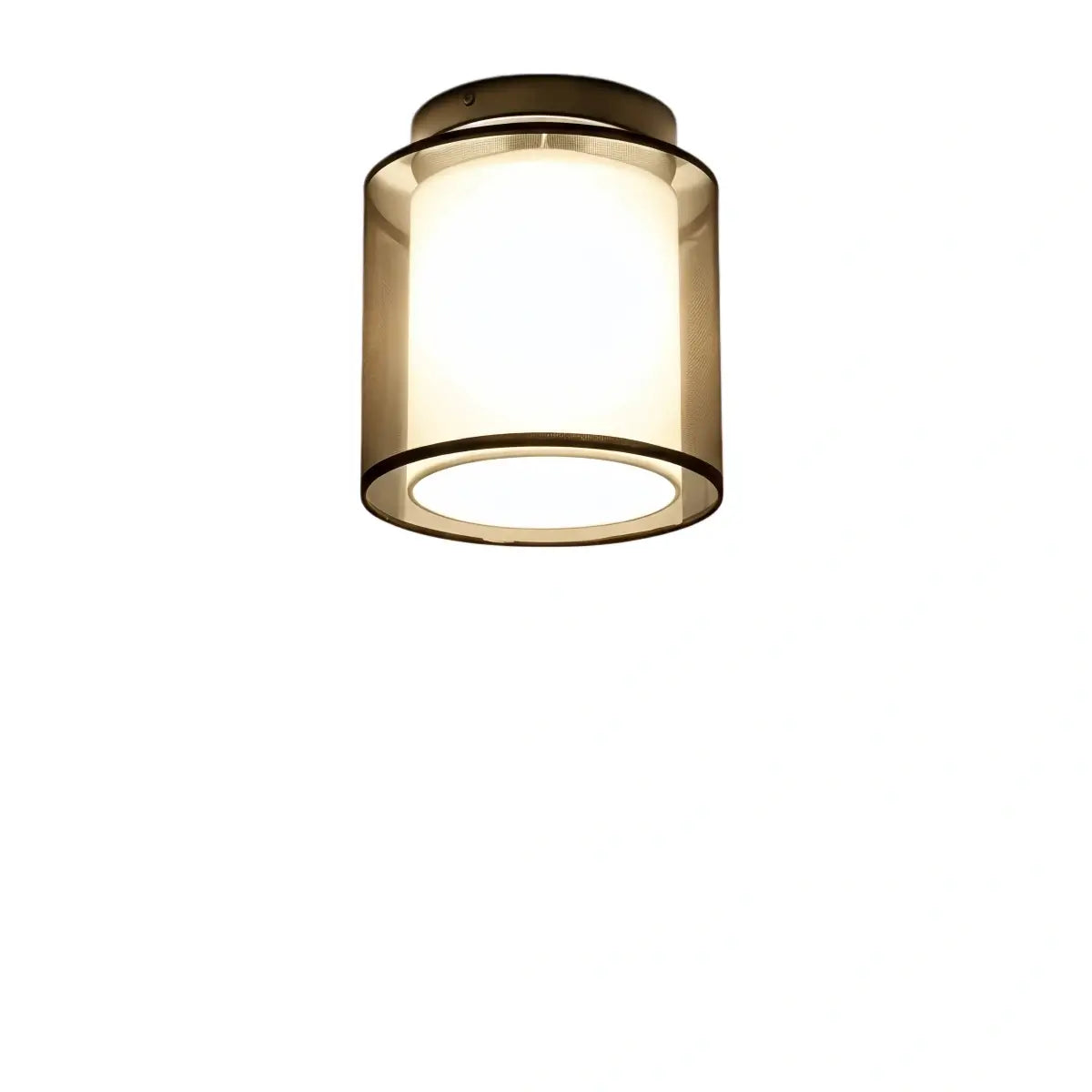 Modern Flush Mount Ceiling Light — Fabric & Metal Square/Circular in Black - Flindria
