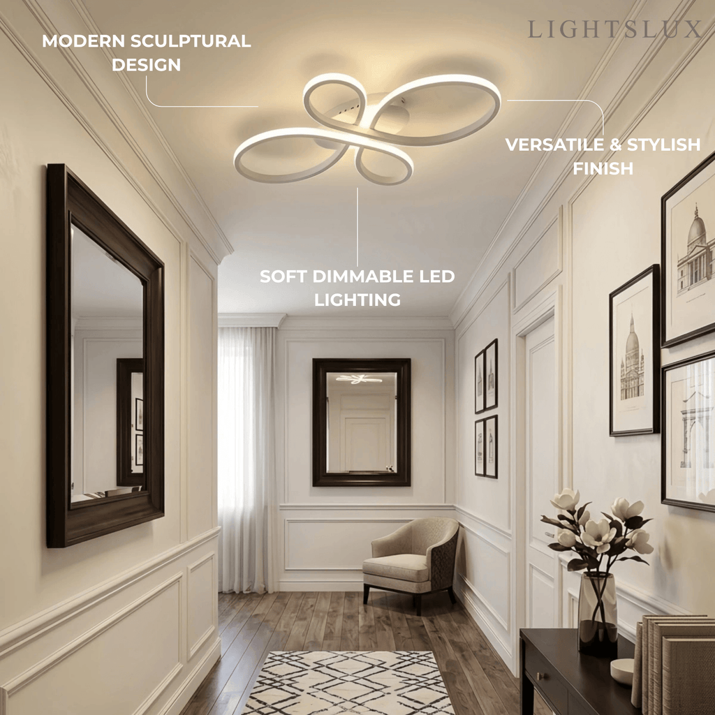 Moderne lineær taklampe - hvit/svart metallarmatur for stue - Flindria
