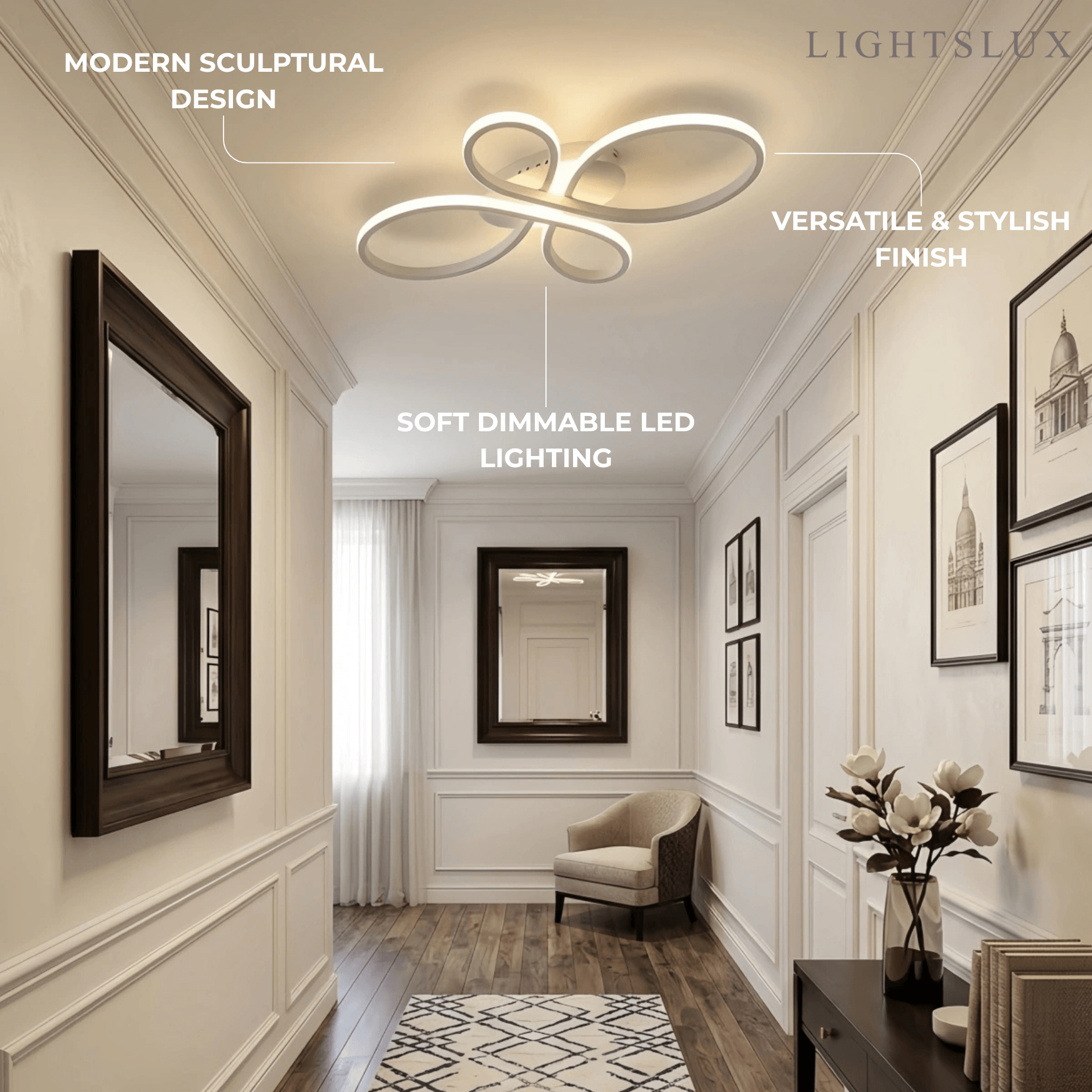 Moderne lineær taklampe - hvit/svart metallarmatur for stue - Flindria