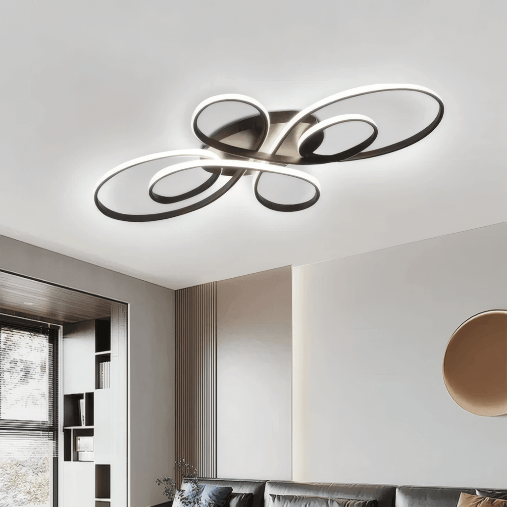 Moderne lineær taklampe - hvit/svart metallarmatur for stue - Flindria
