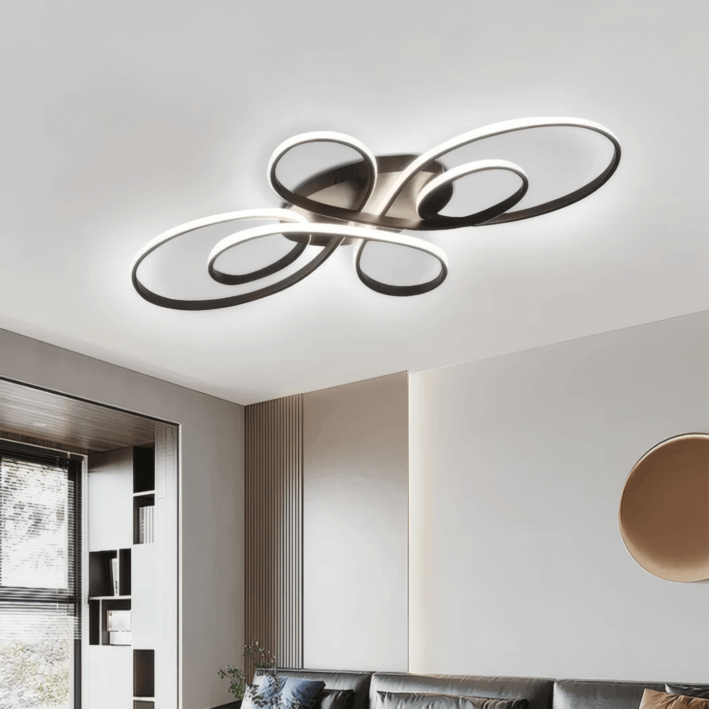 Moderne lineær taklampe - hvit/svart metallarmatur for stue - Flindria