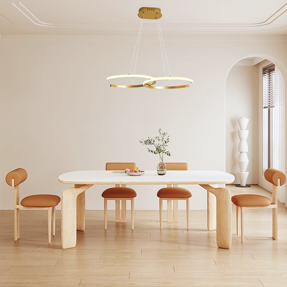 Moderne dimbare hanglamp – Metaal & silica gel ring eetkamer - Flindria