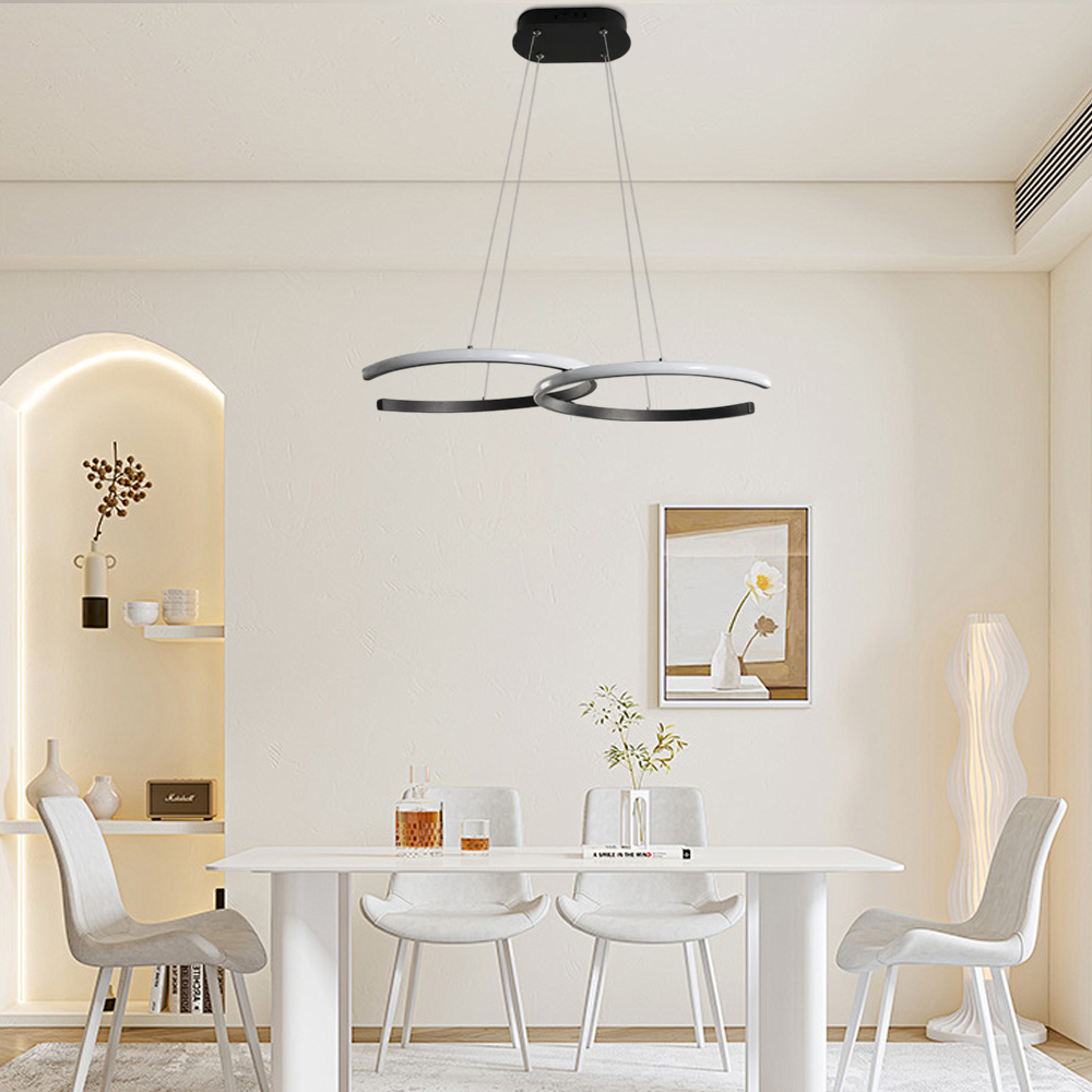 Moderne dimbare hanglamp – Metaal & silica gel ring eetkamer - Flindria