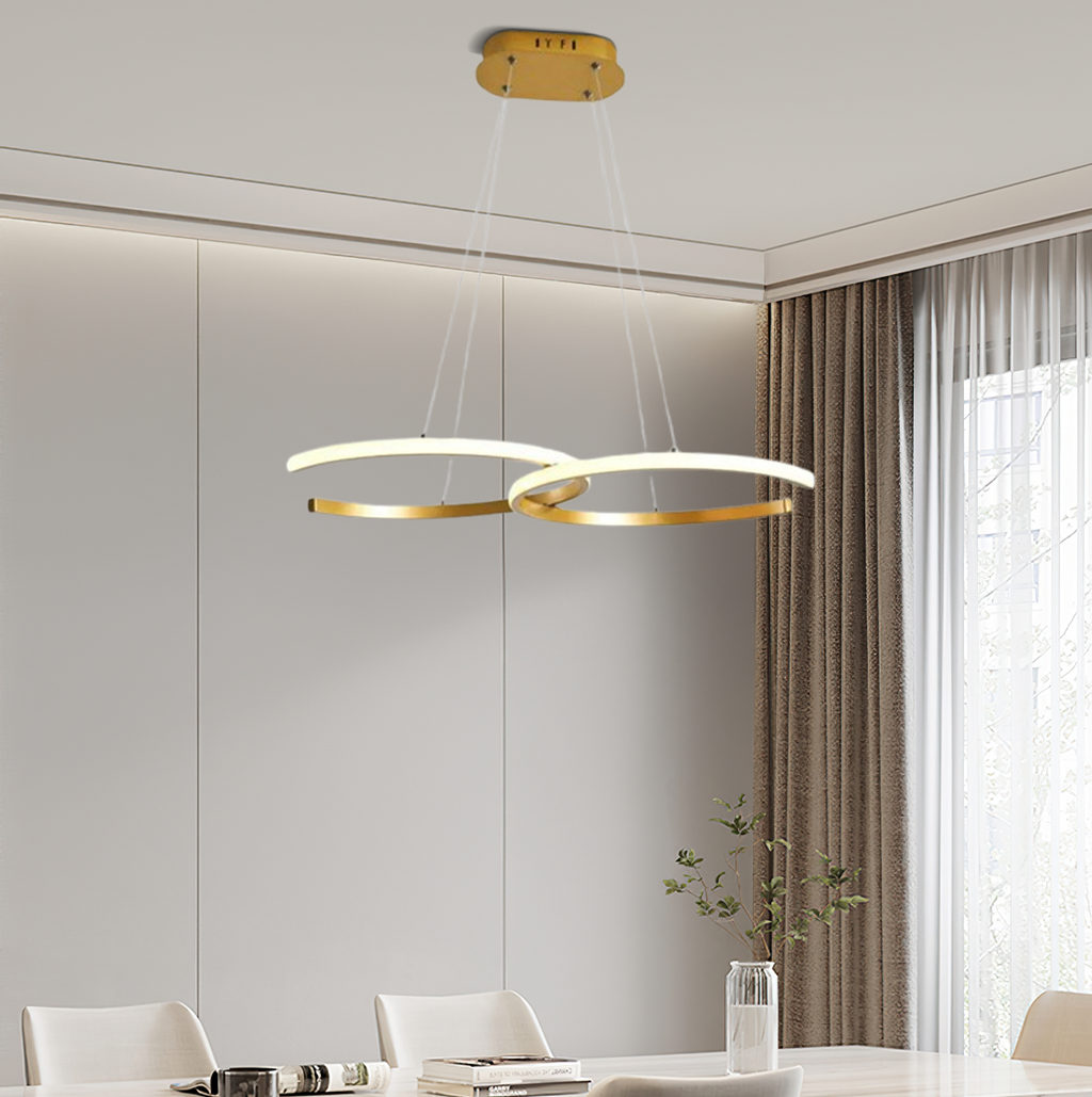 Moderne dimbare hanglamp – Metaal & silica gel ring eetkamer - Flindria