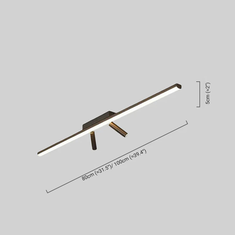Minimalist Linear Ceiling Light – Black Metal Fixture for Living Room/Bedroom - Flindria