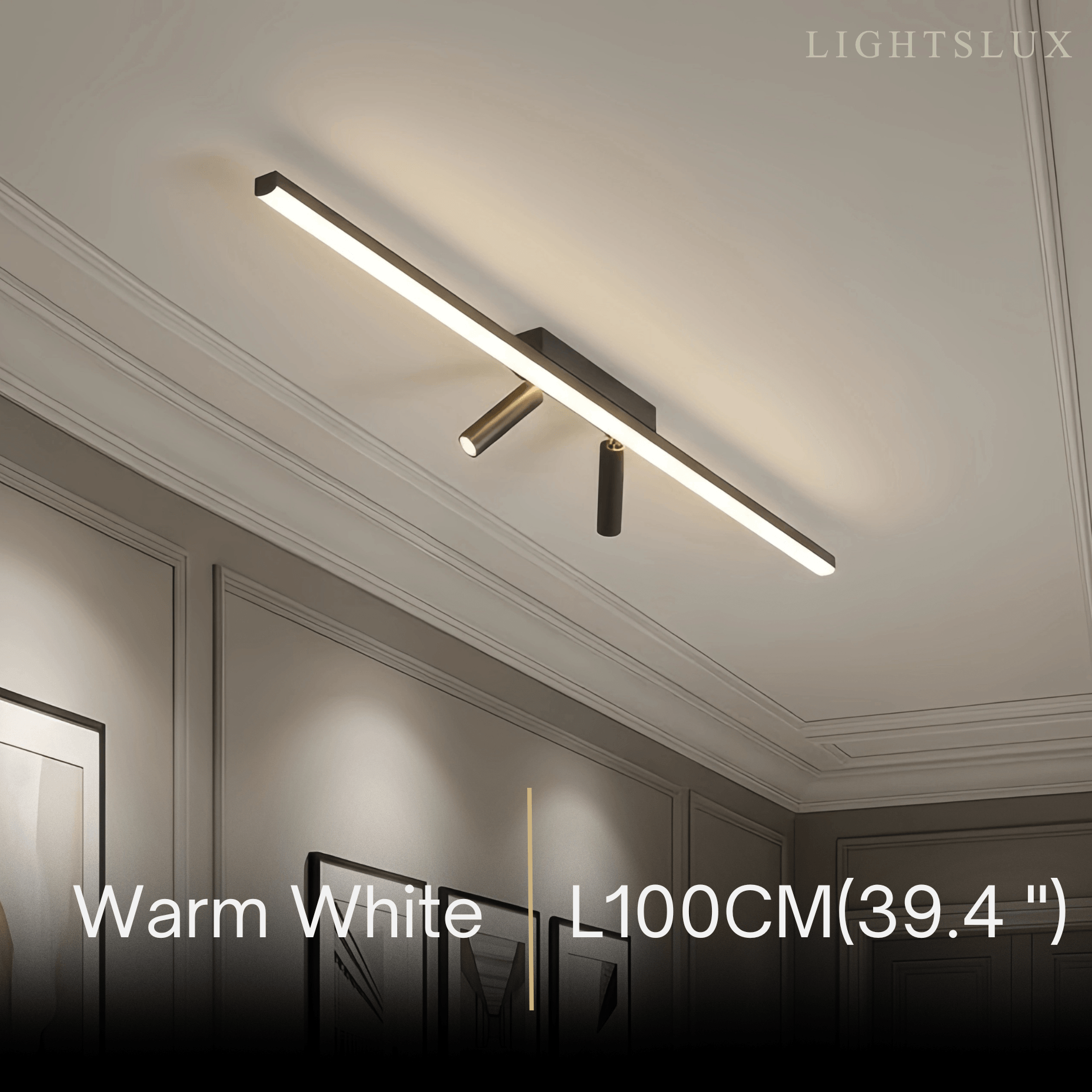 Minimalist Linear Ceiling Light – Black Metal Fixture for Living Room/Bedroom - Flindria