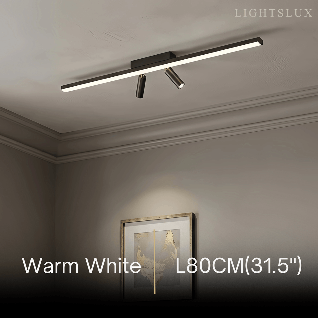 Minimalist Linear Ceiling Light – Black Metal Fixture for Living Room/Bedroom - Flindria