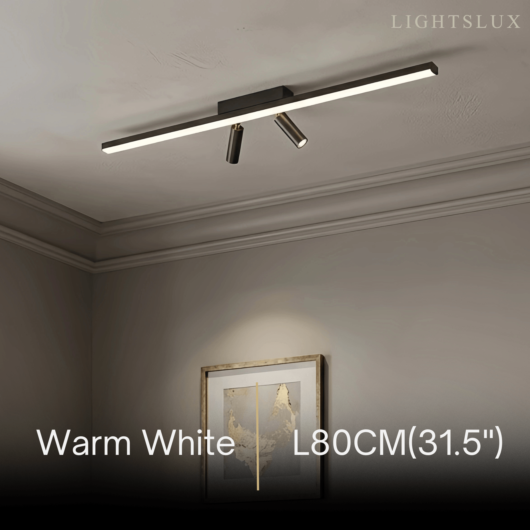 Minimalist Linear Ceiling Light – Black Metal Fixture for Living Room/Bedroom - Flindria