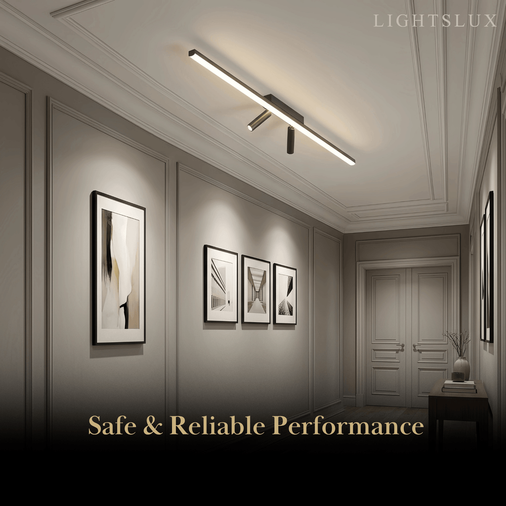 Minimalist Linear Ceiling Light – Black Metal Fixture for Living Room/Bedroom - Flindria