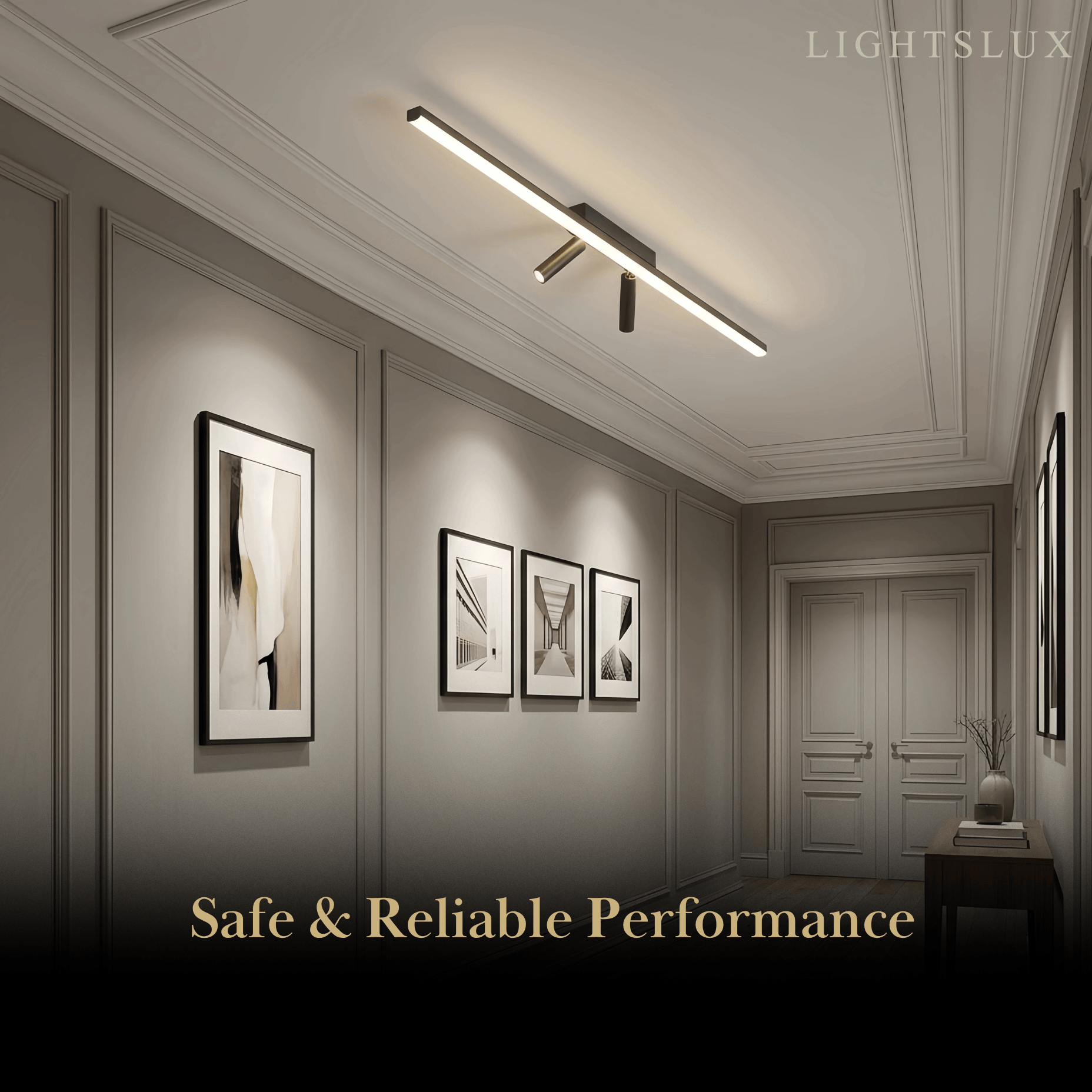 Minimalist Linear Ceiling Light – Black Metal Fixture for Living Room/Bedroom - Flindria