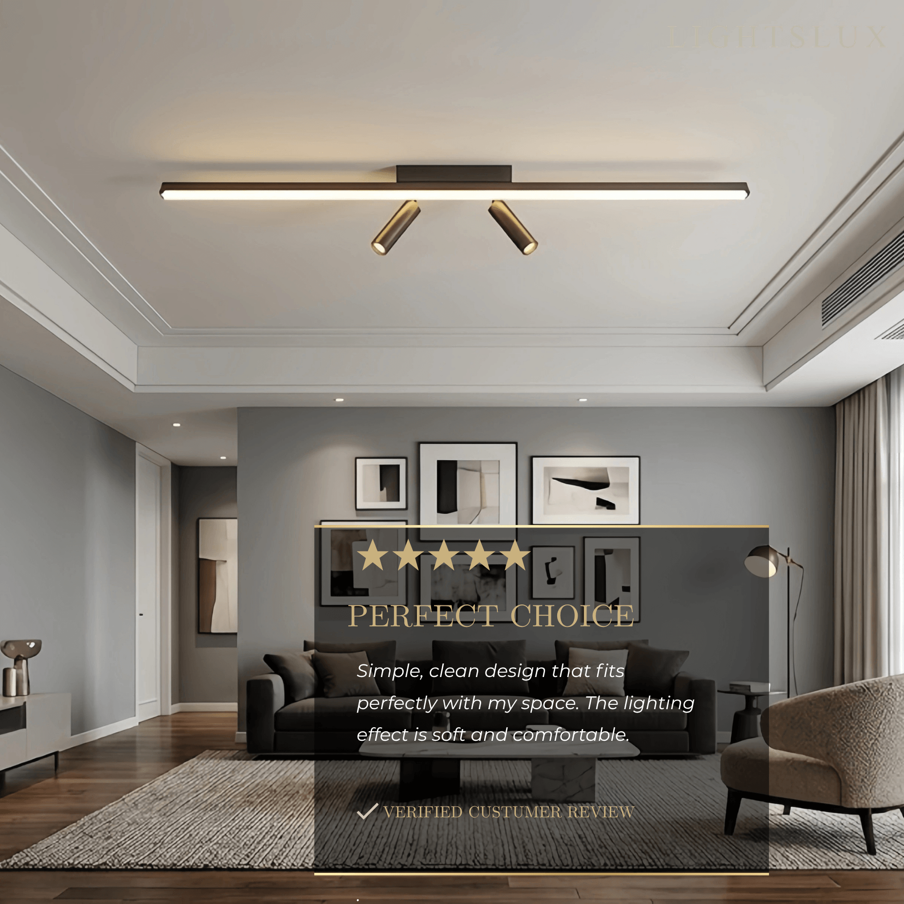 Minimalist Linear Ceiling Light – Black Metal Fixture for Living Room/Bedroom - Flindria
